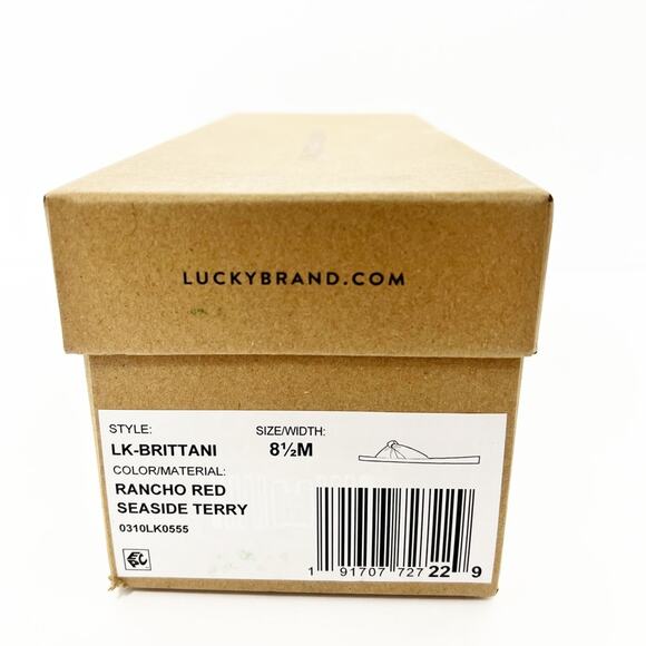 LUCKY BRAND LK-BRITTANI RANCHO RED SEASIDE TERRY WOMEN 8.5 SANDALS NEW - Picture 3 of 9